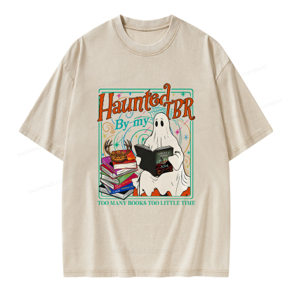 Pagewings Haunted By My TBR Unisex Washed T-shirt