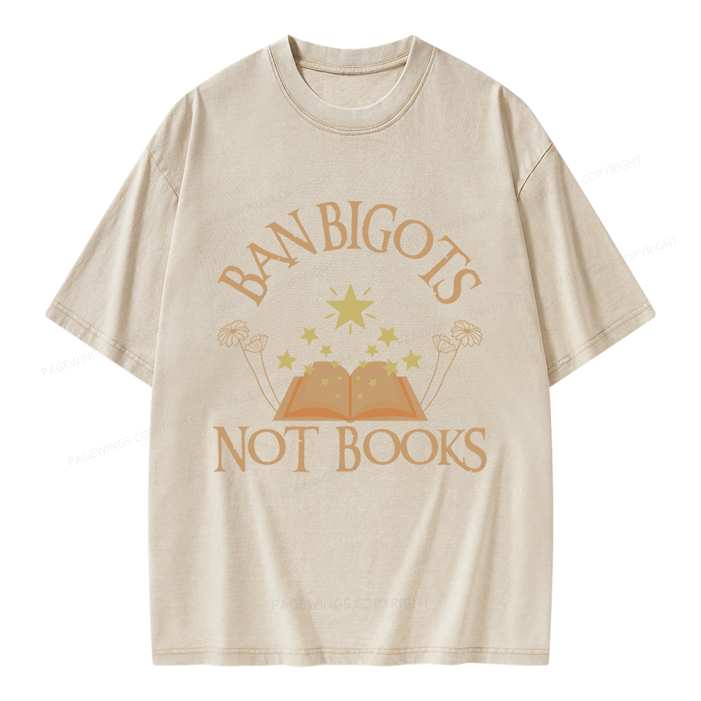 Pagewings Ban Bigots Not Books Unisex Washed T-shirt