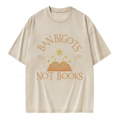 Pagewings Ban Bigots Not Books Unisex Washed T-shirt