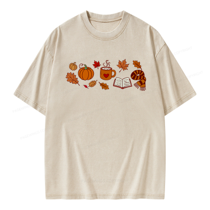 Pagewings Cozy Autumn With Books Unisex Washed T-shirt