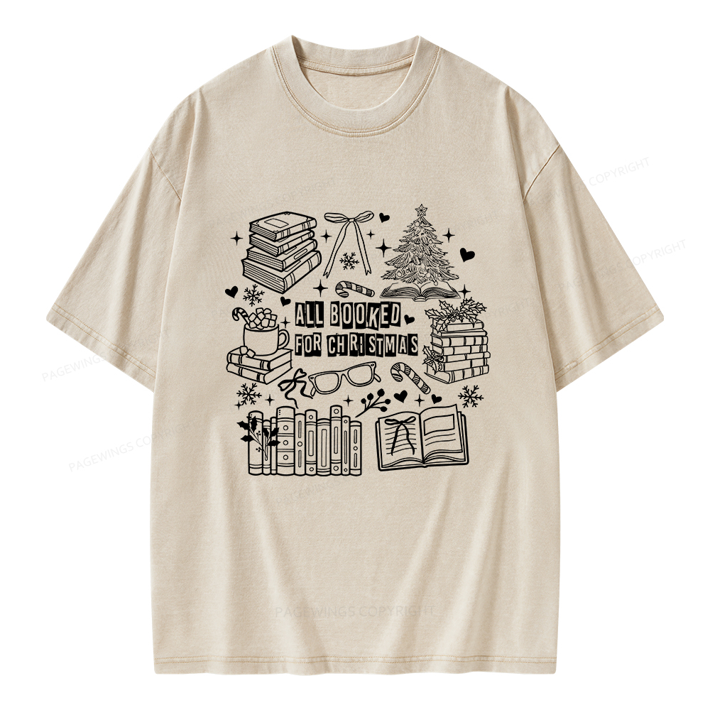 Pagewings All Booked For Christmas Unisex Washed T-shirt
