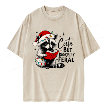 Pagewings Cute But Feral Unisex Washed T-shirt