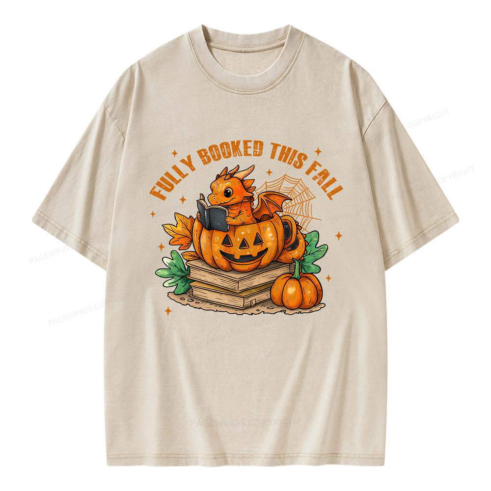 Pagewings Reading Dragon in Pumpkin Cup Unisex Washed T-shirt