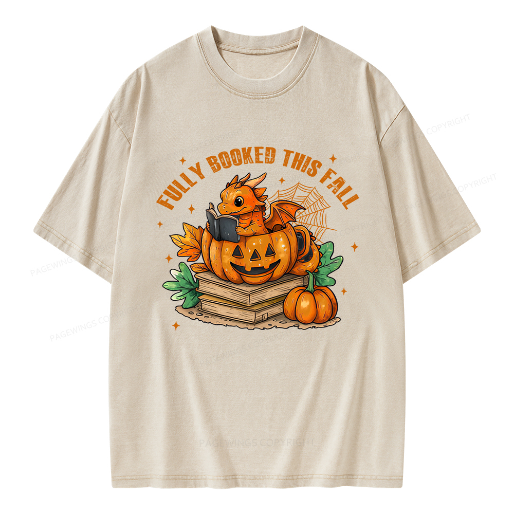 Pagewings Reading Dragon in Pumpkin Cup Unisex Washed T-shirt