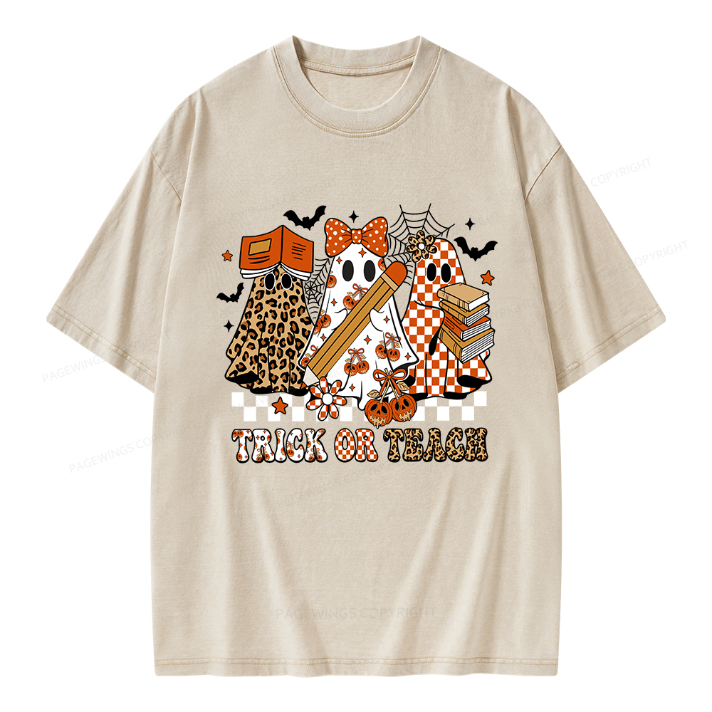 Pagewings Trick or Teach Unisex Washed T-shirt