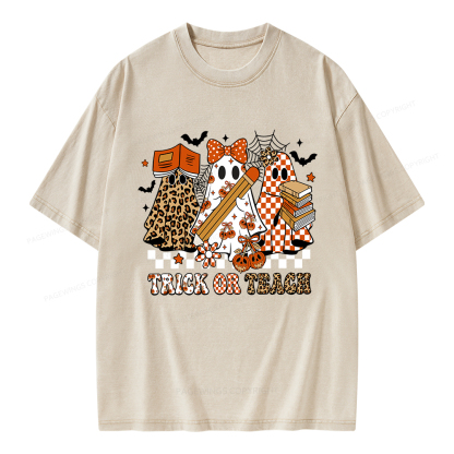 Pagewings Trick or Teach Unisex Washed T-shirt