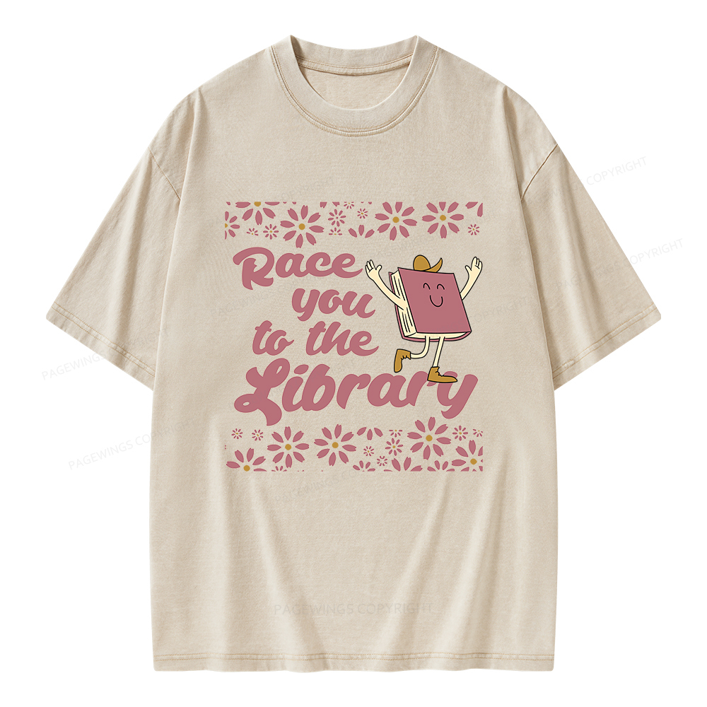 Pagewings Cute Book Lover Unisex Washed T-shirt