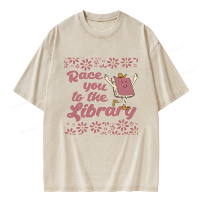 Pagewings Cute Book Lover Unisex Washed T-shirt