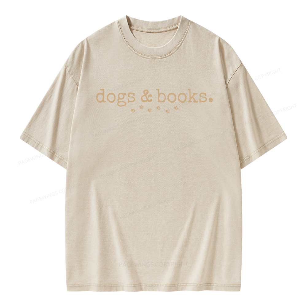 Pagewings Dogs & Books Unisex Washed T-shirt