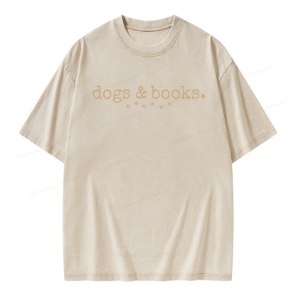 Pagewings Dogs & Books Unisex Washed T-shirt