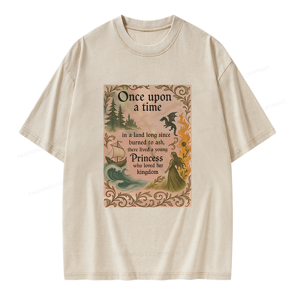 Pagewings Once Upon a Time Book Unisex Washed T-shirt