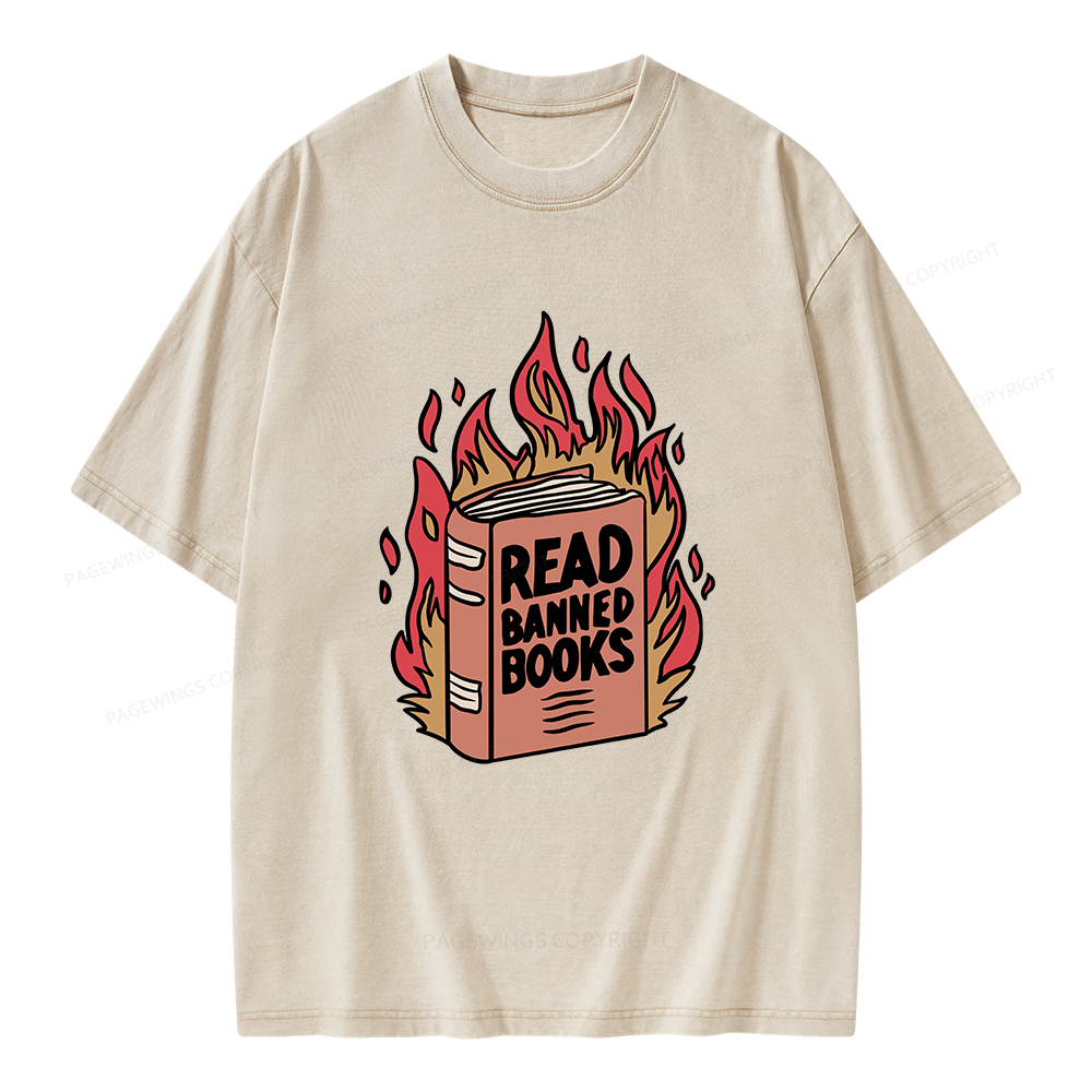 Pagewings Read Banned Books Shirt Unisex Washed T-shirt