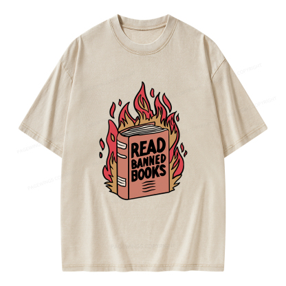Pagewings Read Banned Books Shirt Unisex Washed T-shirt