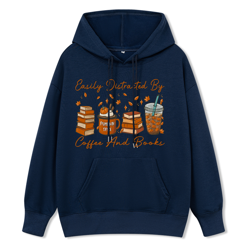 Pagewings Easily Distracted By Coffee And Books Unisex Classic Hoodie