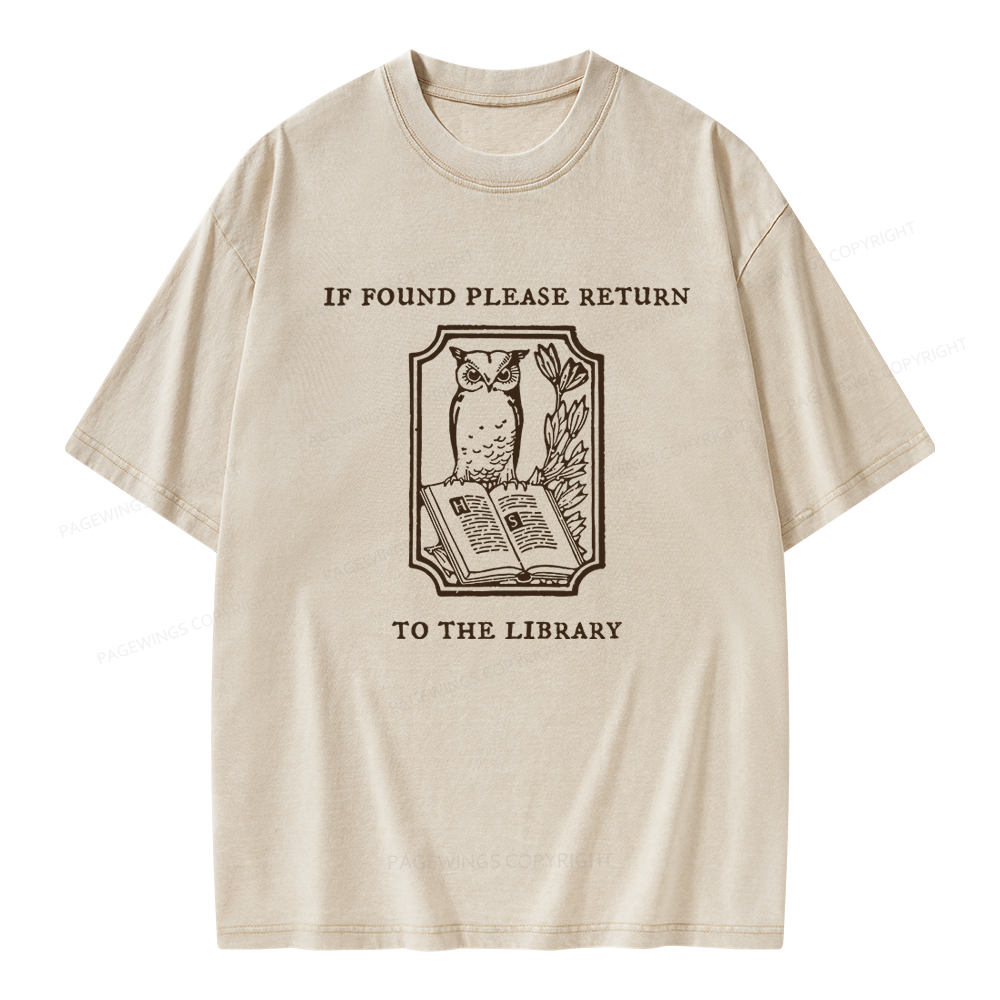 Pagewings Librarian Gift Owl Book Shirt Unisex Washed T-shirt