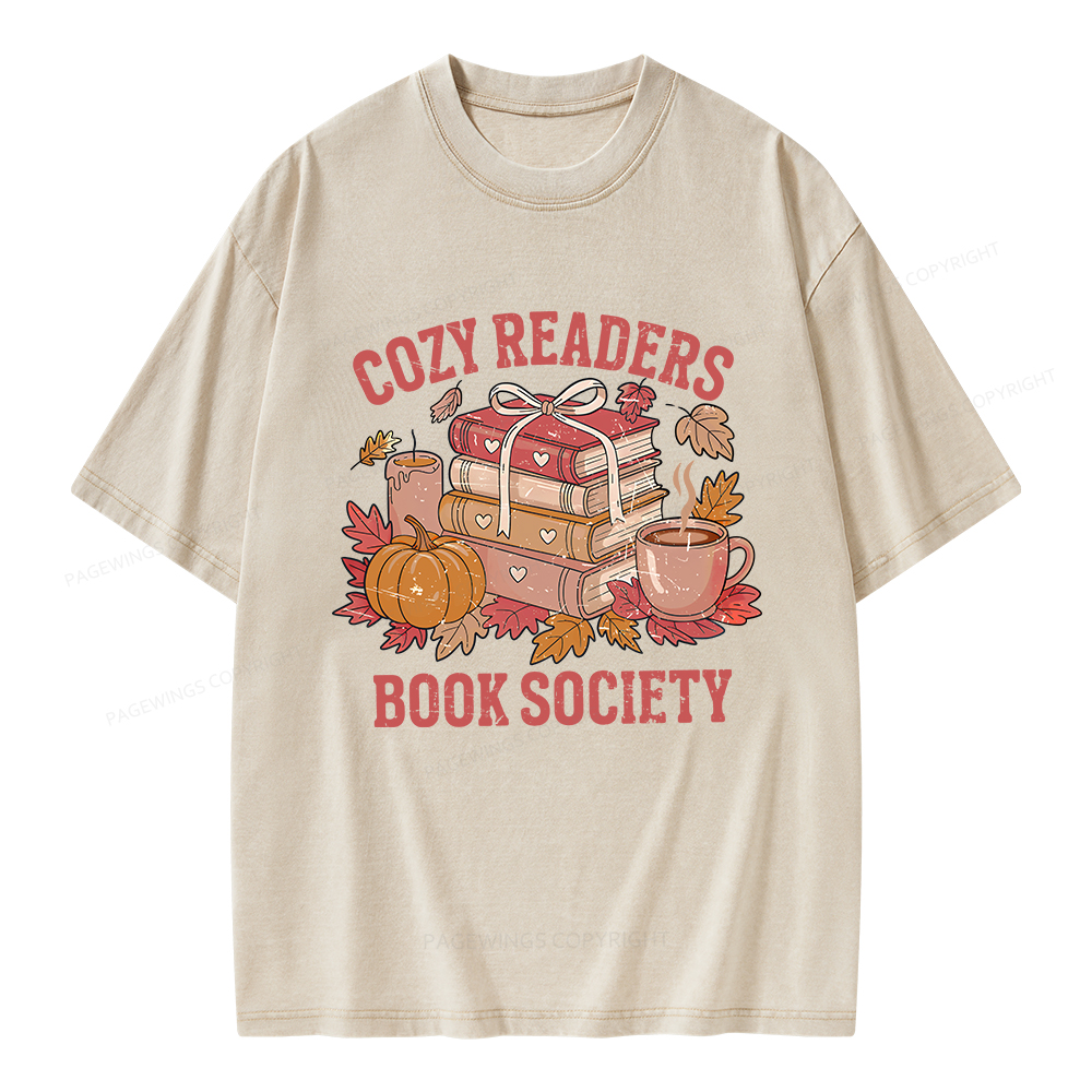 Pagewings Cozy Readers Book Society Unisex Washed T-shirt