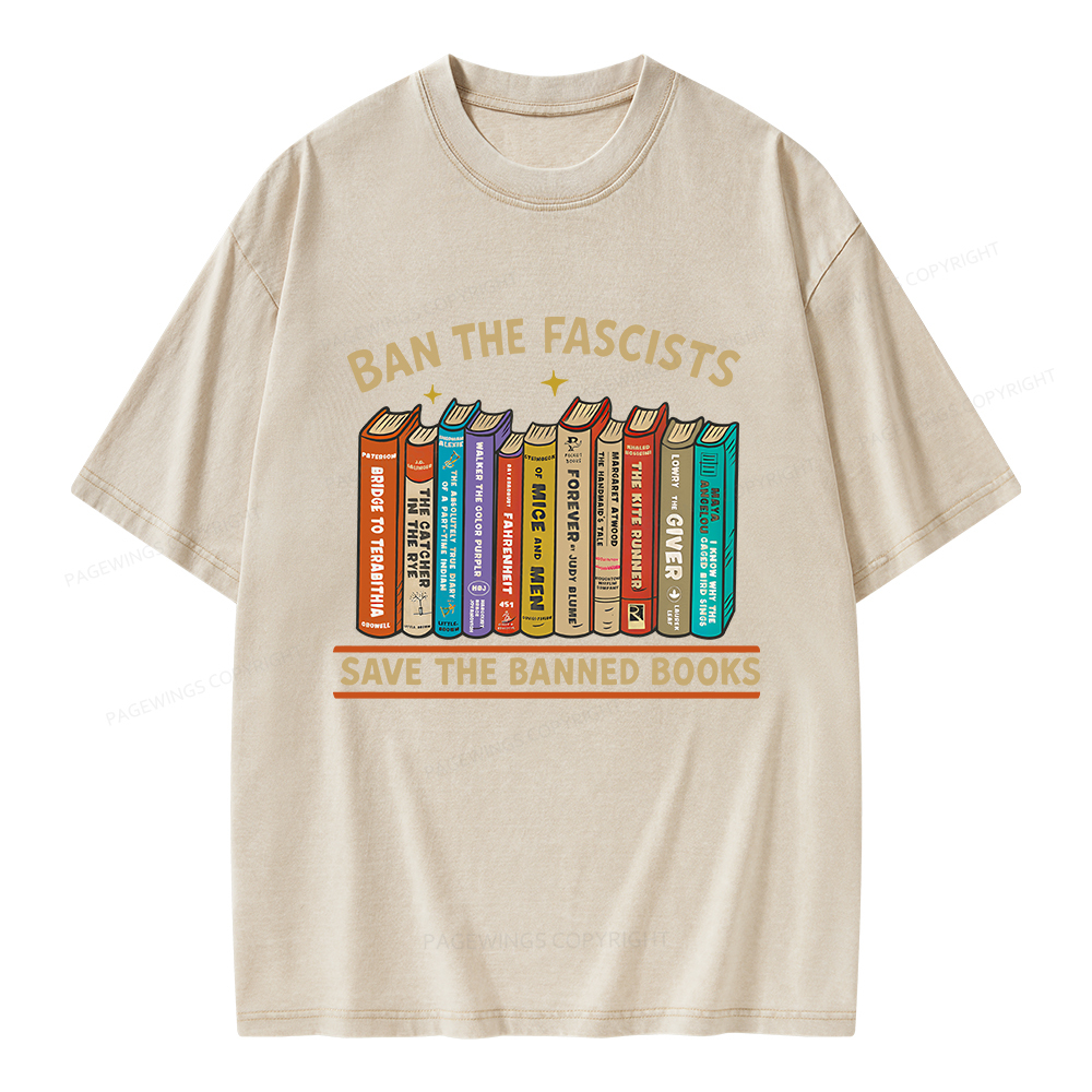 Pagewings Ban The Fascist Save The Banned Books Unisex Washed T-shirt