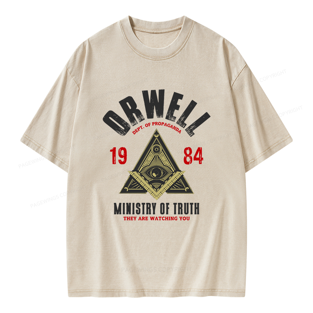 Pagewings Ministry Of Truth They Are Watching You Unisex Washed T-shirt