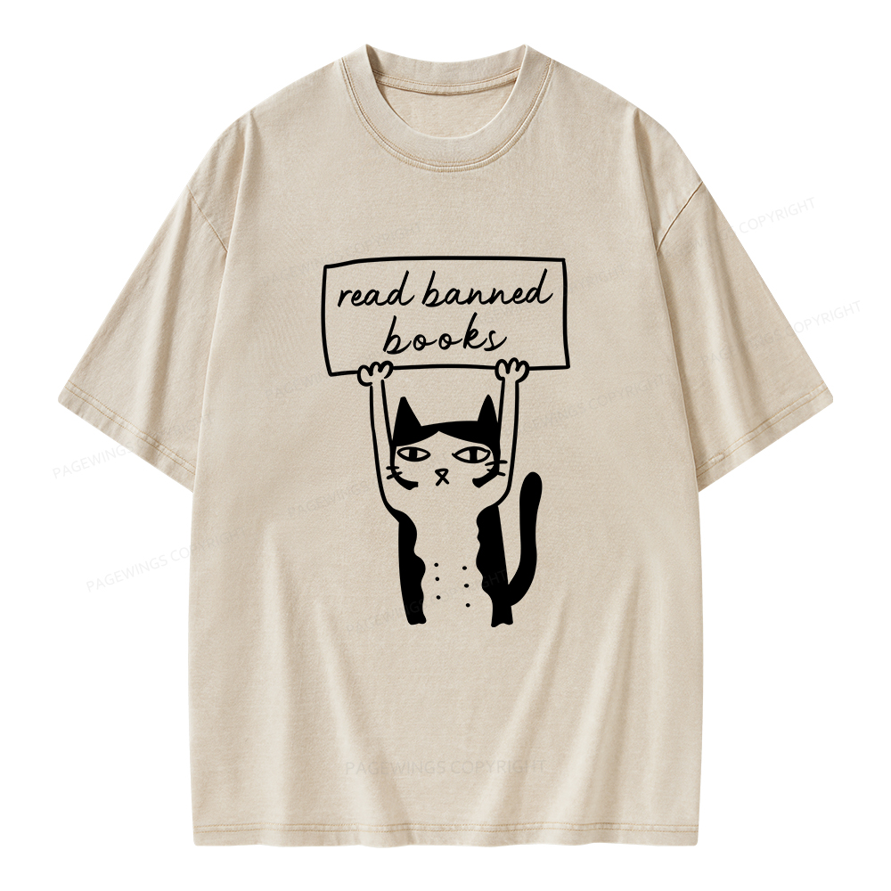 Pagewings Read Banned Books Unisex Washed T-shirt