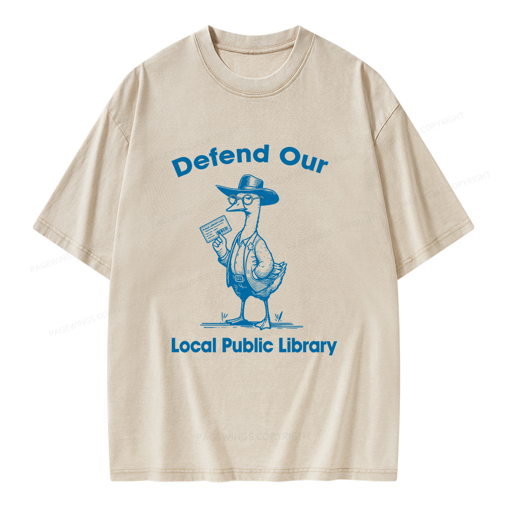 Pagewings Defend Our Public Library Unisex Washed T-shirt