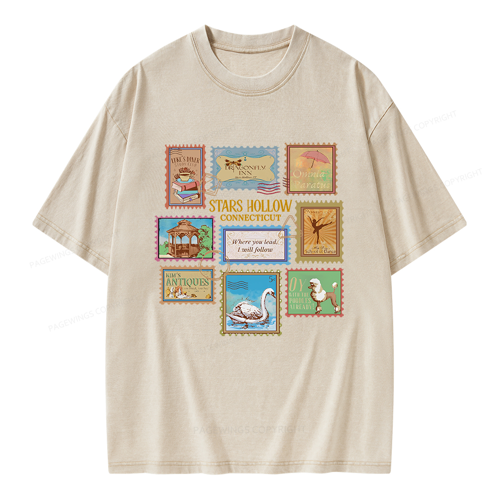 Pagewings Stars Hollow Stamps Unisex Washed T-shirt