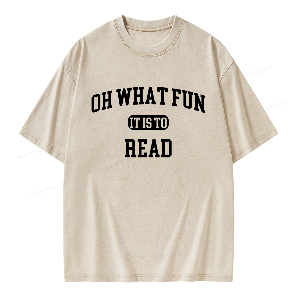 Pagewings Oh What Fun It Is To Read Unisex Washed T-shirt