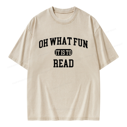 Pagewings Oh What Fun It Is To Read Unisex Washed T-shirt