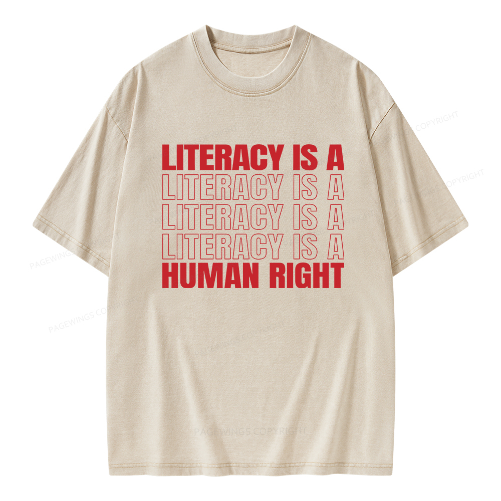 Pagewings Literacy Is A Human Right Unisex Washed T-shirt