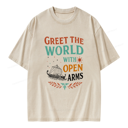 Pagewings Greet the World With Open Arms Unisex Washed T-shirt