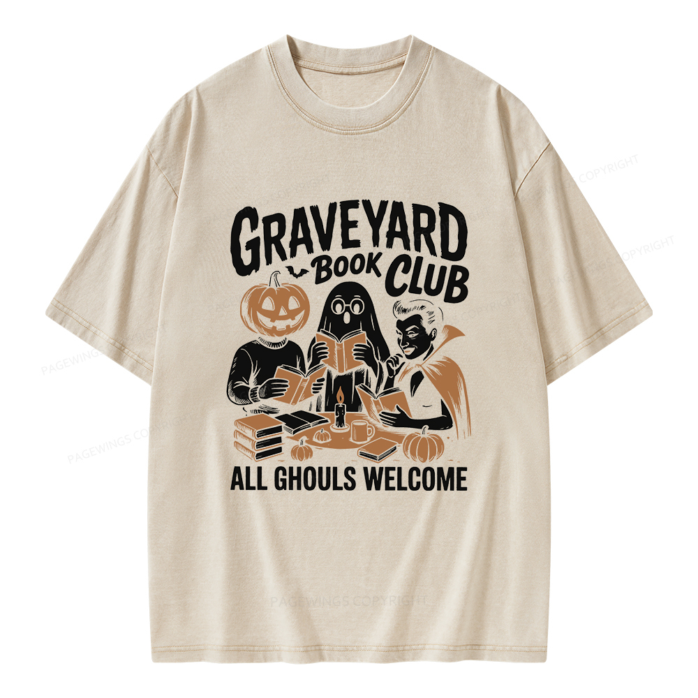 Pagewings Graveyard Book Club Unisex Washed T-shirt