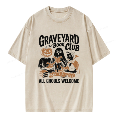 Pagewings Graveyard Book Club Unisex Washed T-shirt
