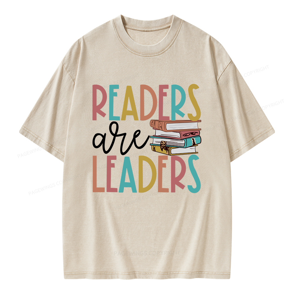 Pagewings Readers Are Leaders Unisex Washed T-shirt