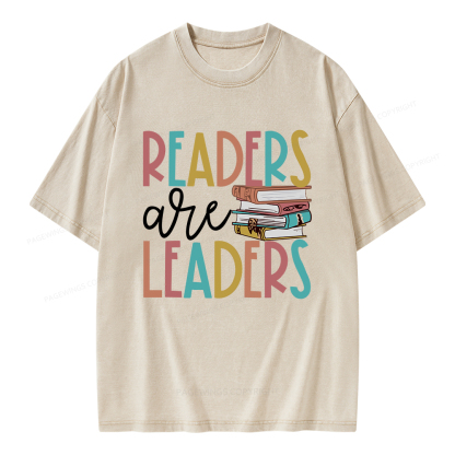 Pagewings Readers Are Leaders Unisex Washed T-shirt