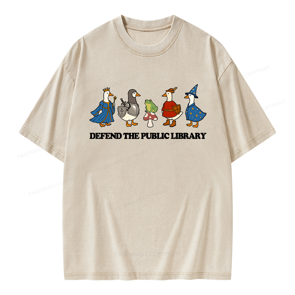 Pagewings Defend The Public Library Unisex Washed T-shirt
