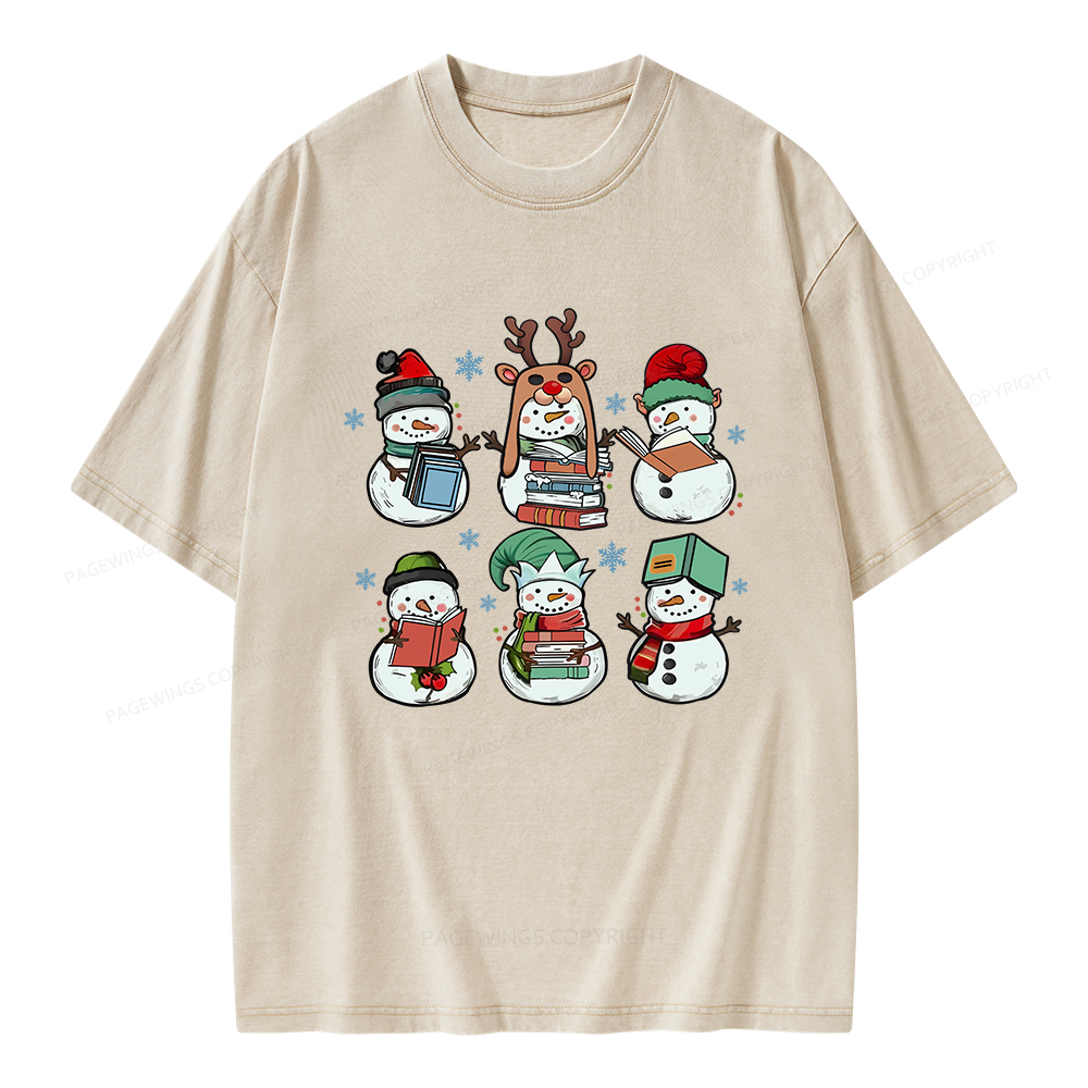 Pagewings Bookish Christmas Unisex Washed T-shirt