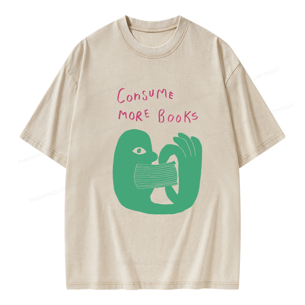 Pagewings Consume More Books Unisex Washed T-shirt