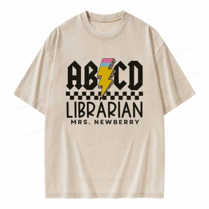 Pagewings Personalized Librarian Shirt TShirts Gift for School Library Sciences Unisex Washed T-shirt