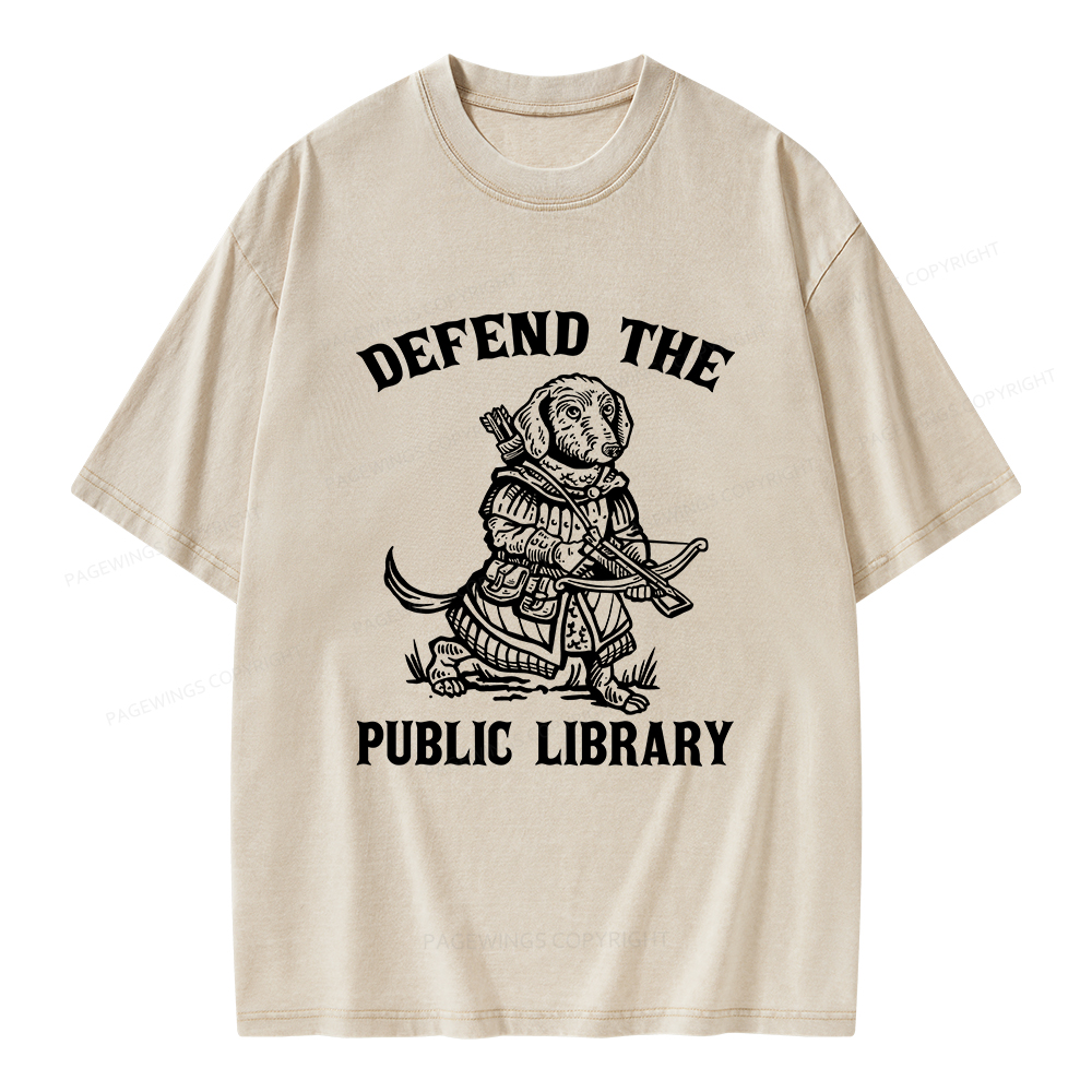Pagewings Defend The Public Library Unisex Washed T-shirt