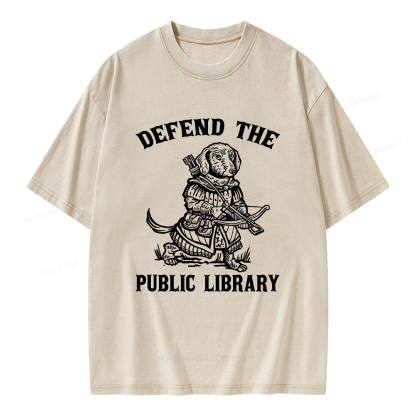 Pagewings Defend The Public Library Unisex Washed T-shirt