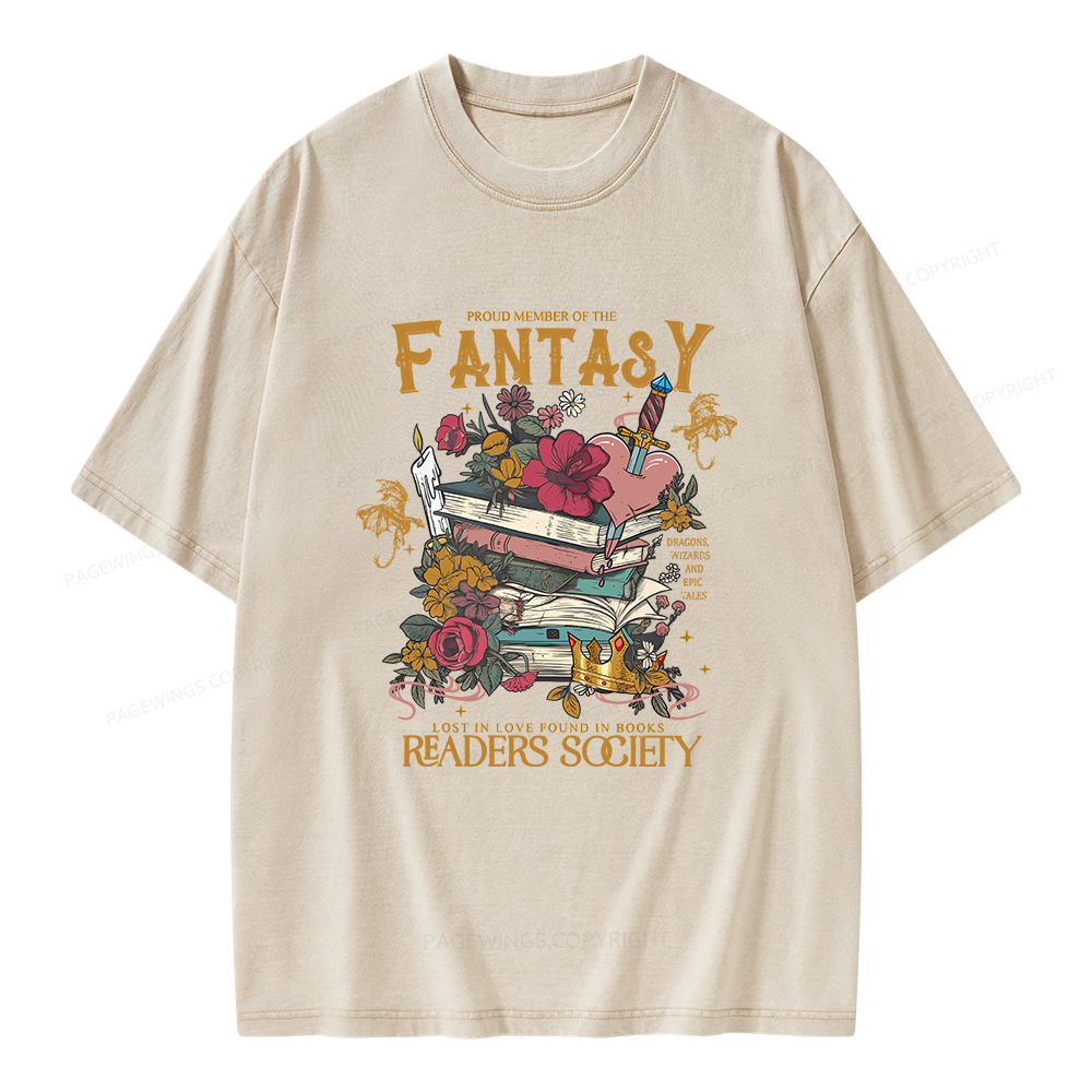 Pagewings Fantasy Readers Society Unisex Washed T-shirt