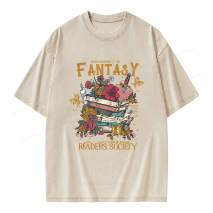 Pagewings Fantasy Readers Society Unisex Washed T-shirt