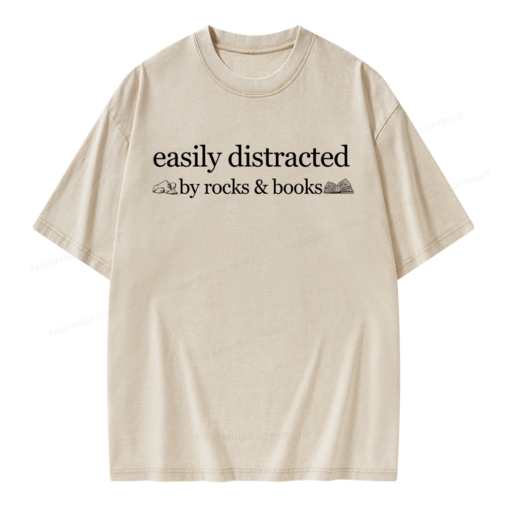 Pagewings Easily Distracted By Rocks Unisex Washed T-shirt
