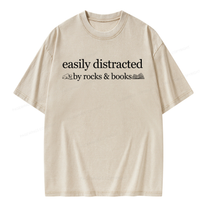 Pagewings Easily Distracted By Rocks Unisex Washed T-shirt
