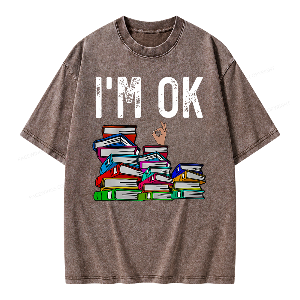 Pagewings Librarian Book Reader Funny Book Lover T Shirts Unisex Washed T-shirt