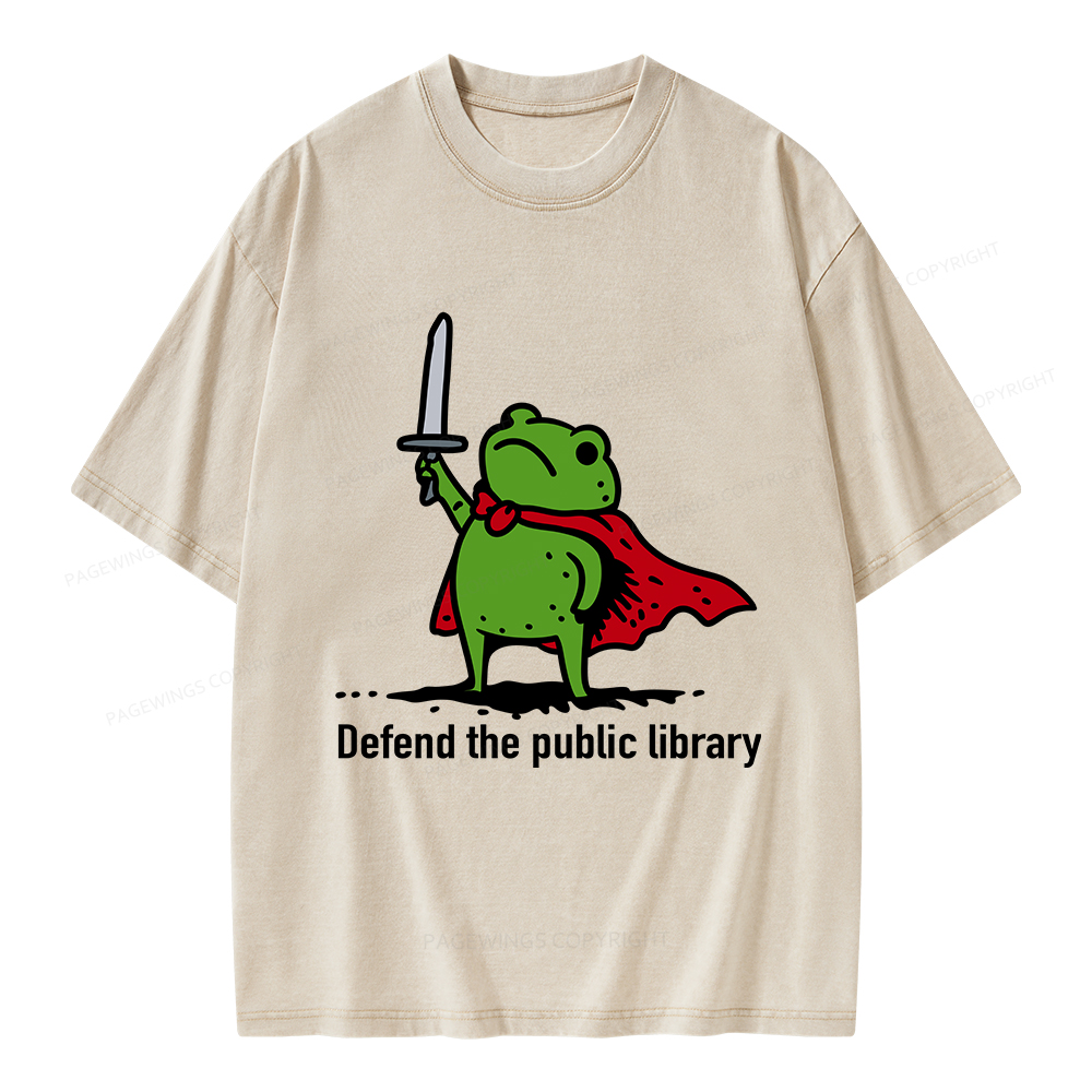 Pagewings Defend The Public Library Unisex Washed T-shirt