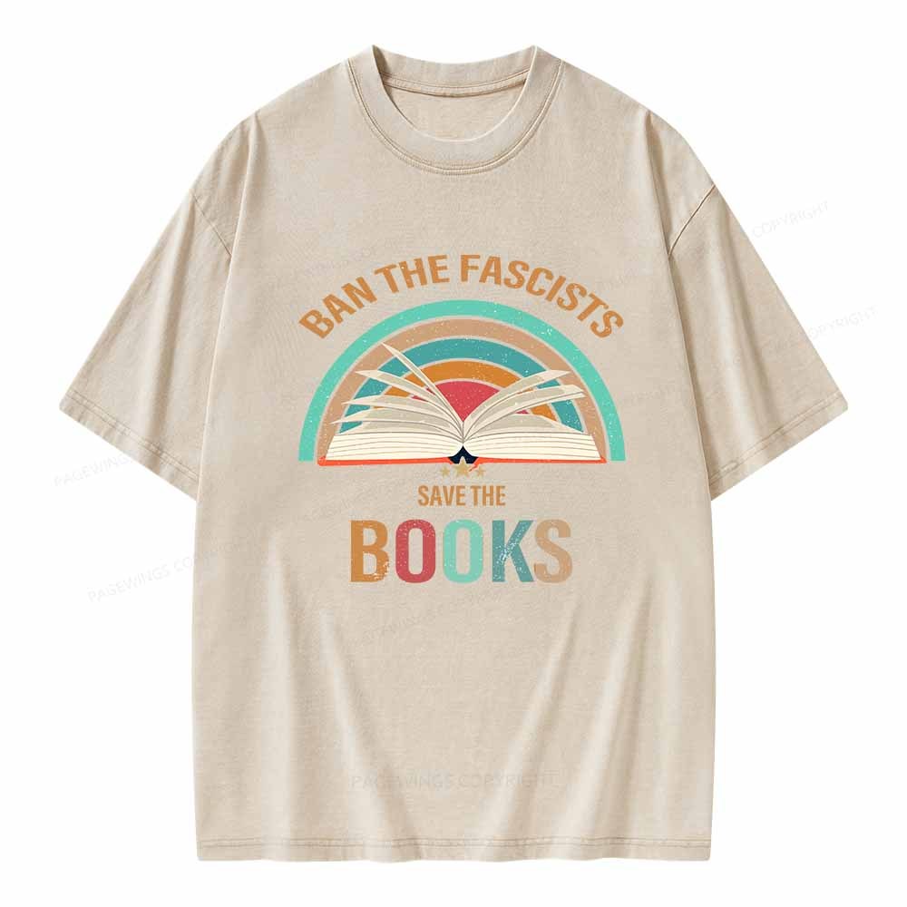 Pagewings Ban The Fascists Save The Books Unisex Washed T-shirt