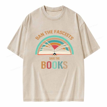 Pagewings Ban The Fascists Save The Books Unisex Washed T-shirt