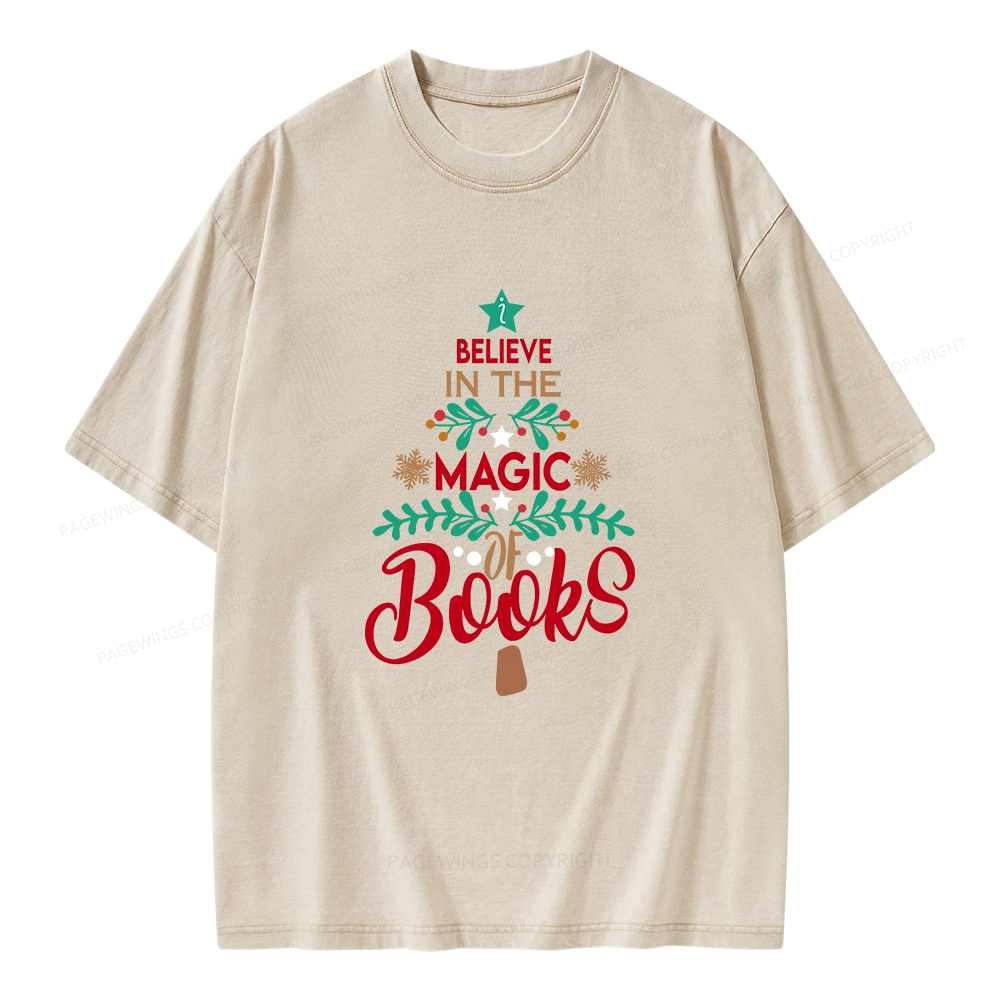 Pagewings Believe In The Magic Of Books Unisex Washed T-shirt