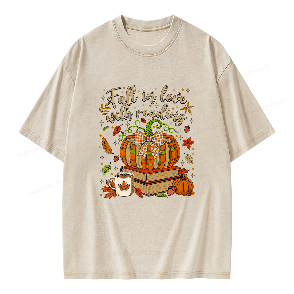 Pagewings Fall In Love With Reading Unisex Washed T-shirt