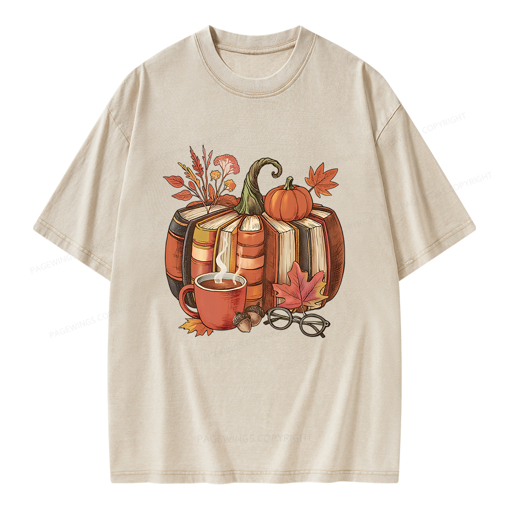 Pagewings Book Pumpkin Unisex Washed T-shirt